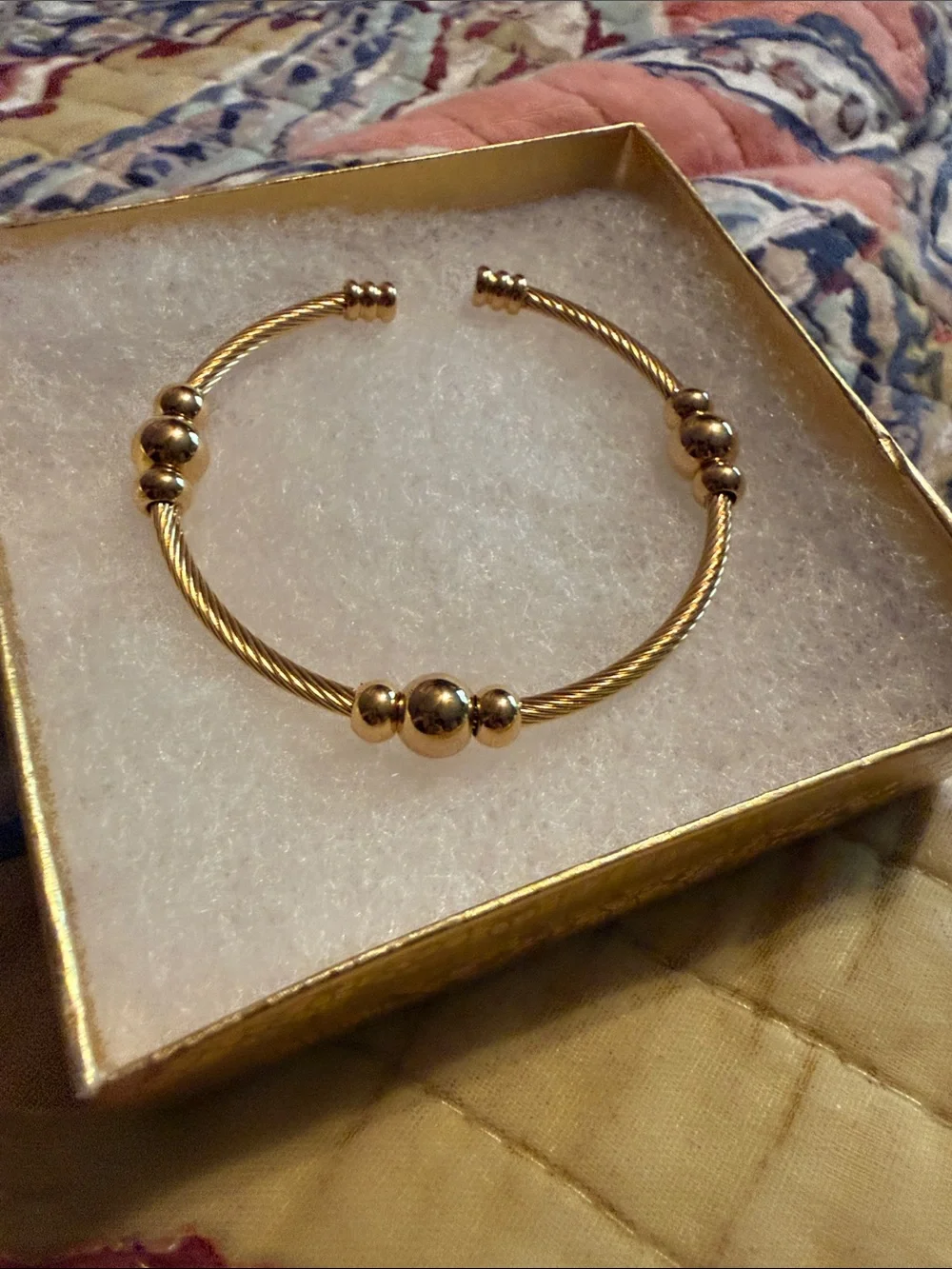 Gold-Tone Twisted Cable Open Cuff Bracelet